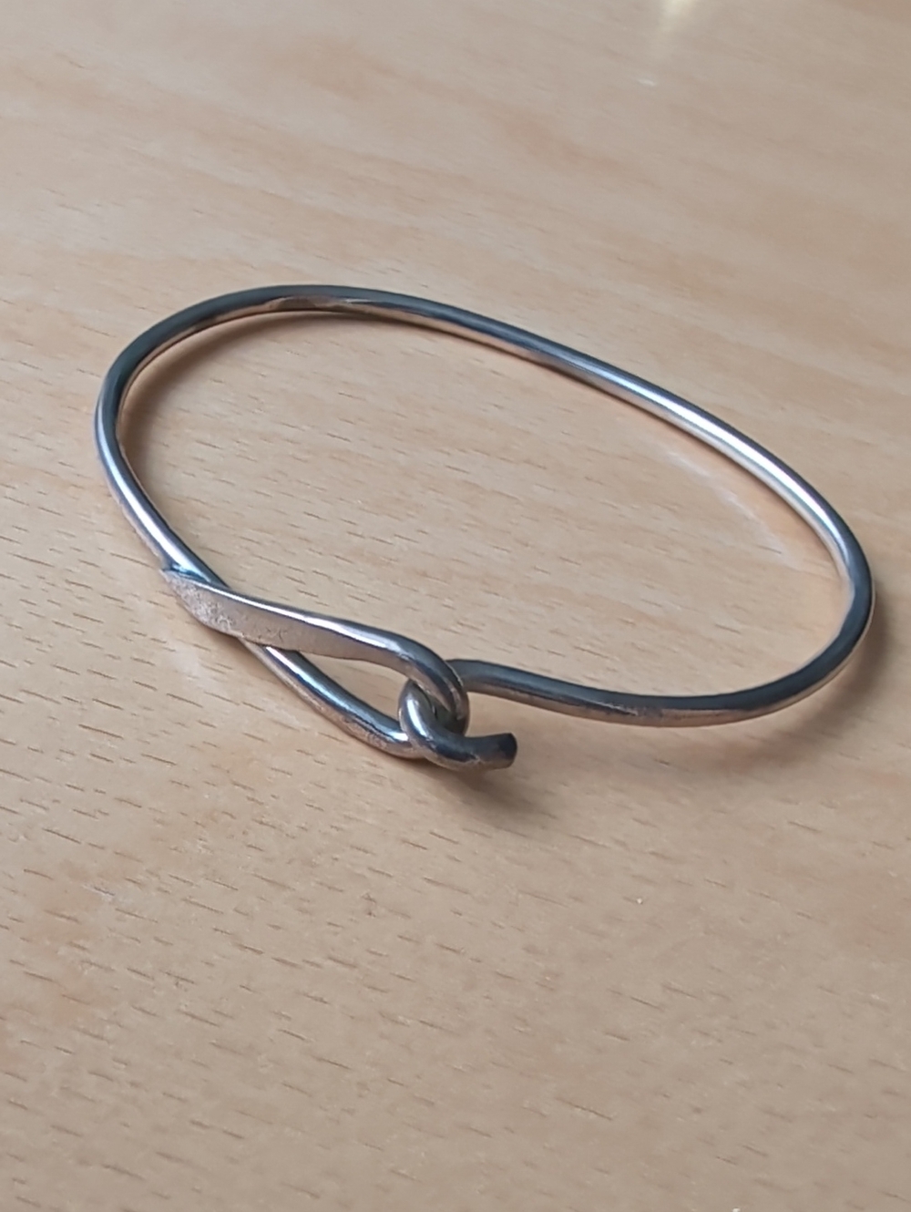 Sterling Silver Minimalist Knot Hook Bangle